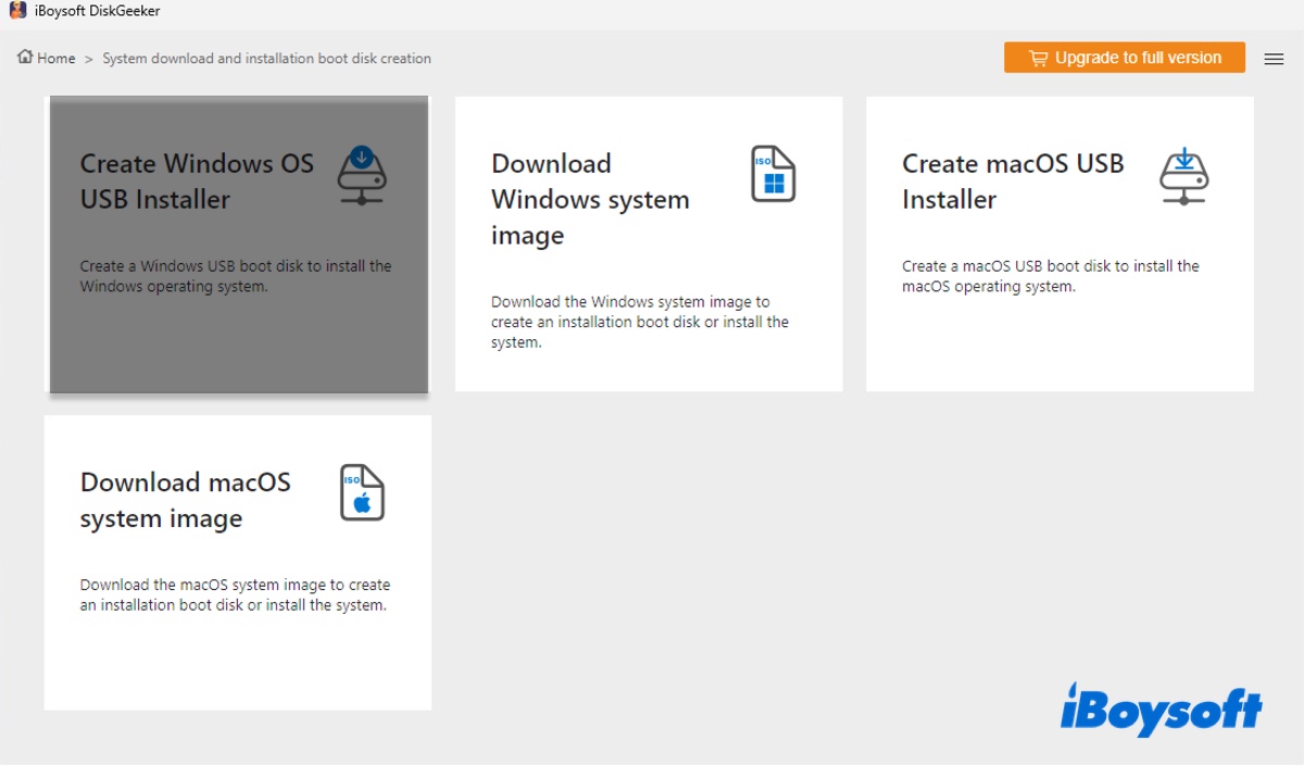 Create Windows bootable USB installer