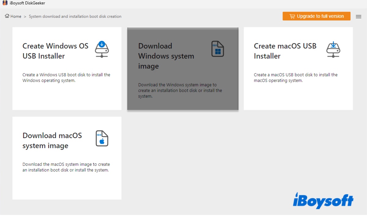 Download Windows system image