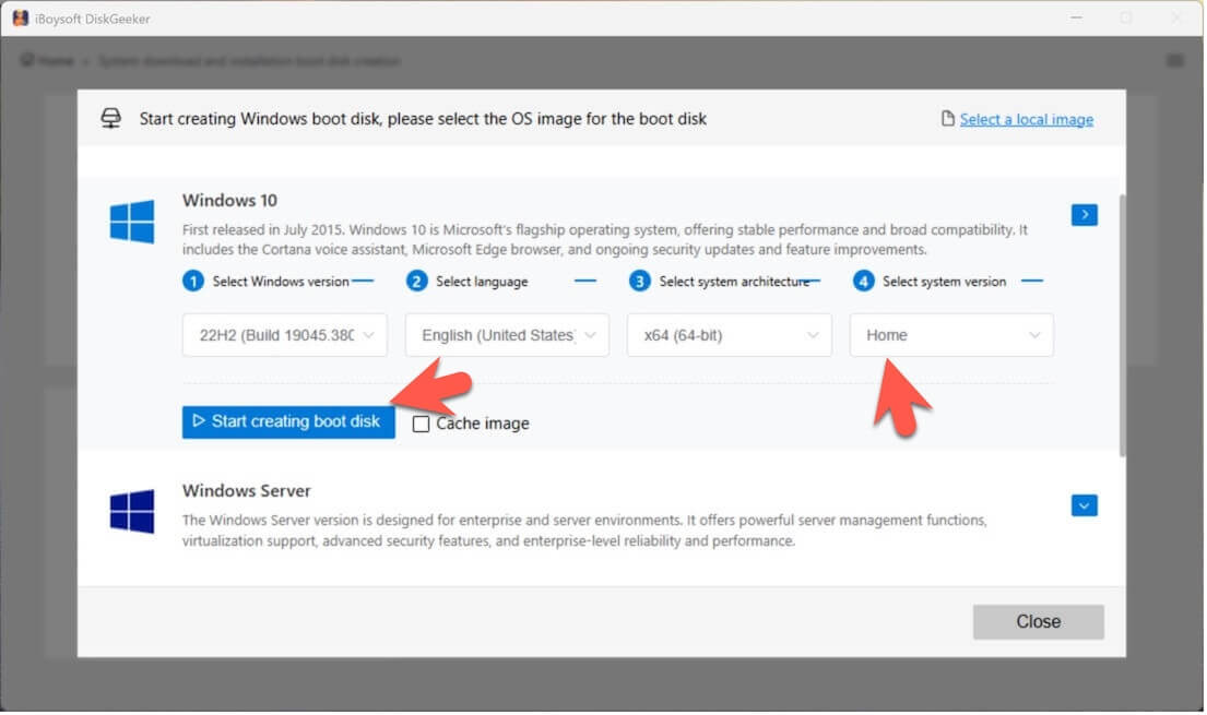 create Windows 10 Home bootable USB installer