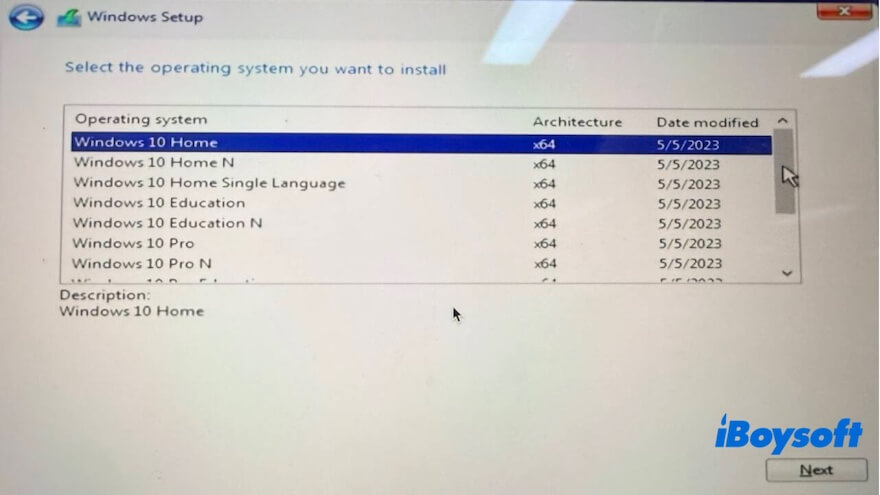 seleccionar Windows 10 Home durante la instalación