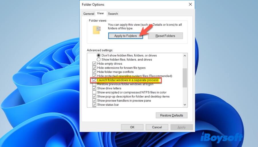 apply Launch folder windows in separate process