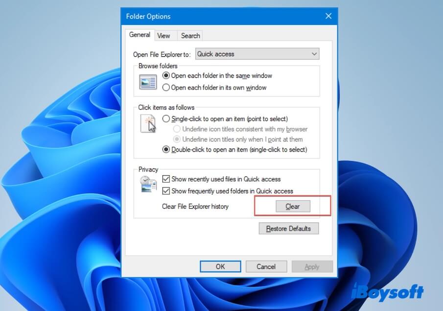 clear Windows File Explorer cache