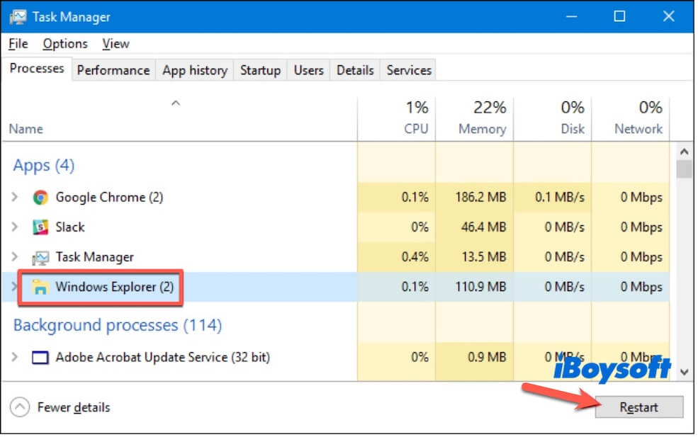 restart File Explorer in Windows