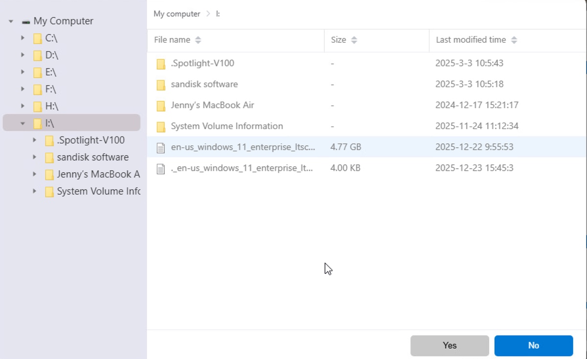 Elige el archivo ISO de Windows 11 LTSC