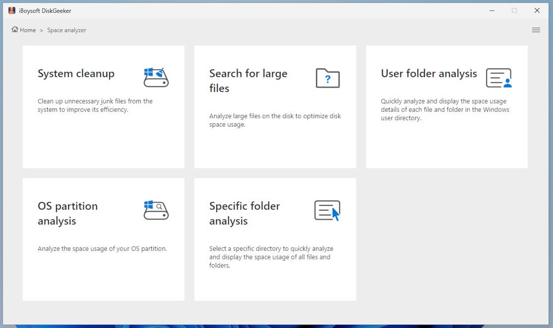 Analyze disk space on Windows PC
