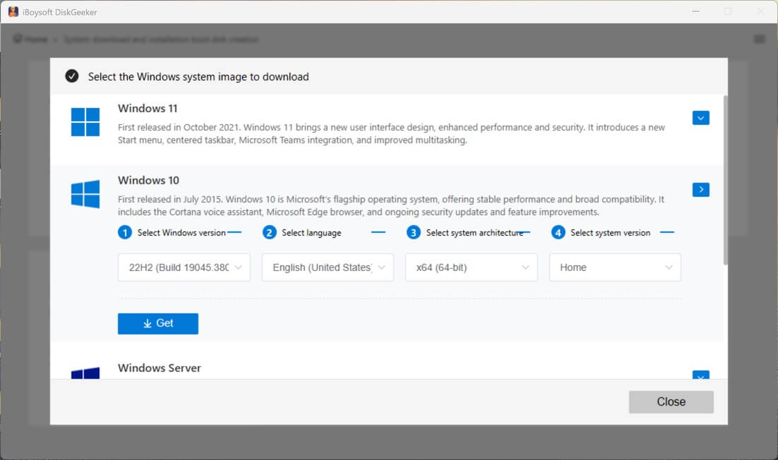 Download an older version of Windows
