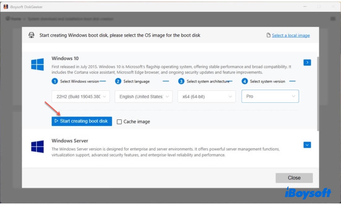 Create Windows 10 bootable USB installer