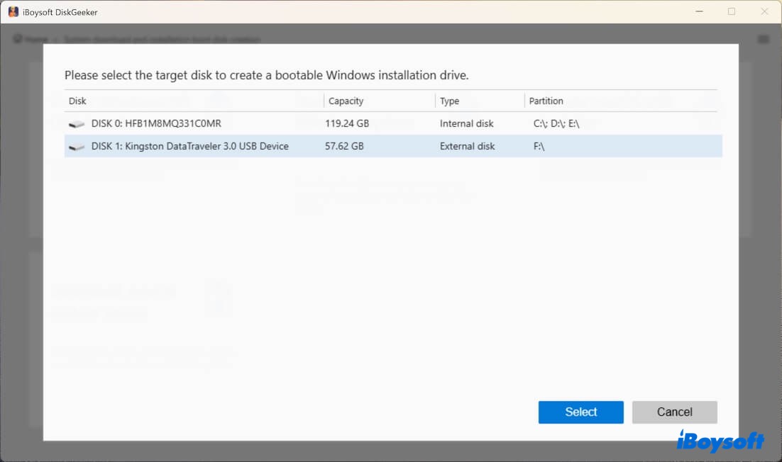Choose an external USB