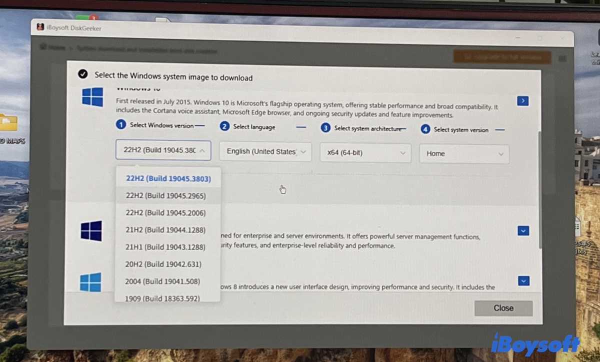 Choosing a Windows 10 build