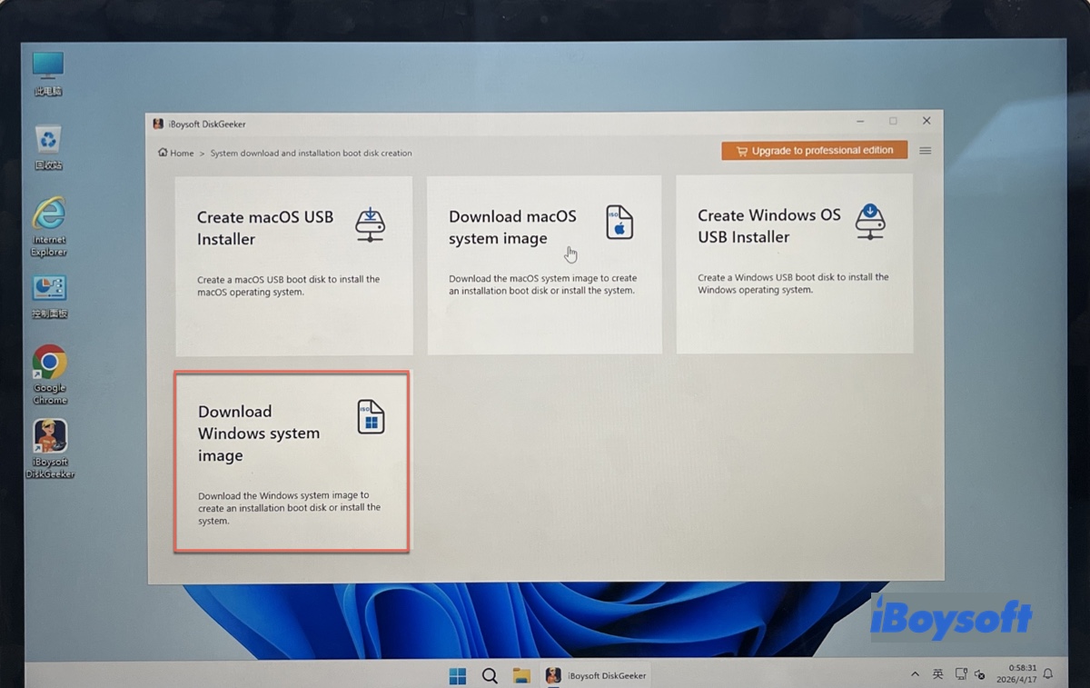 Download Windows system image ISO