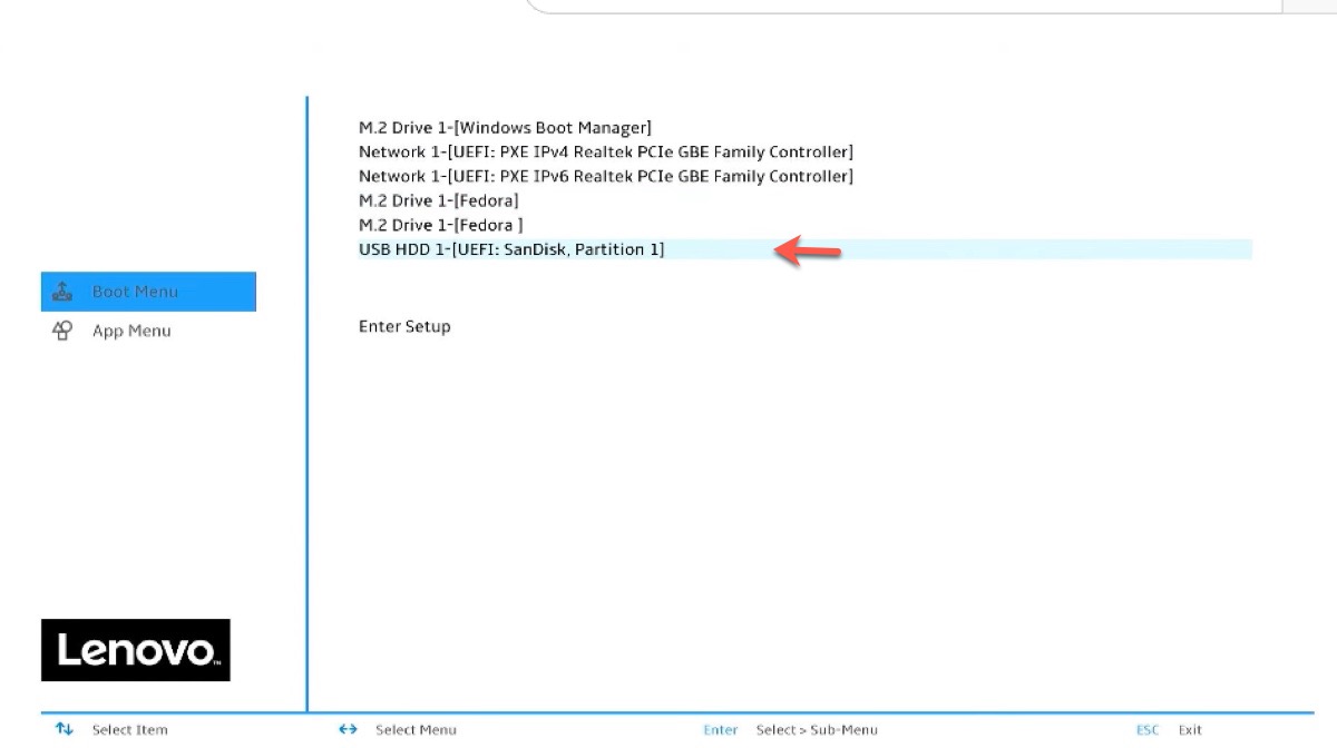 Set the USB inatller as startup volume