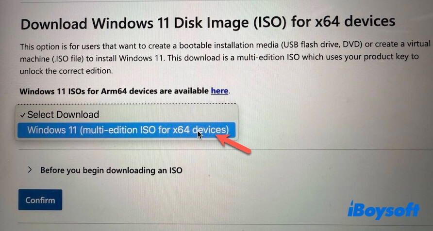 select Windows 11 and confirm it