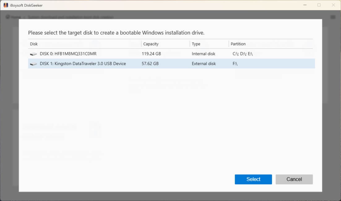 Choose an external drive