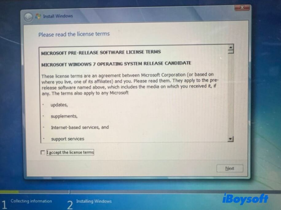 proceso de instalación de Windows 7