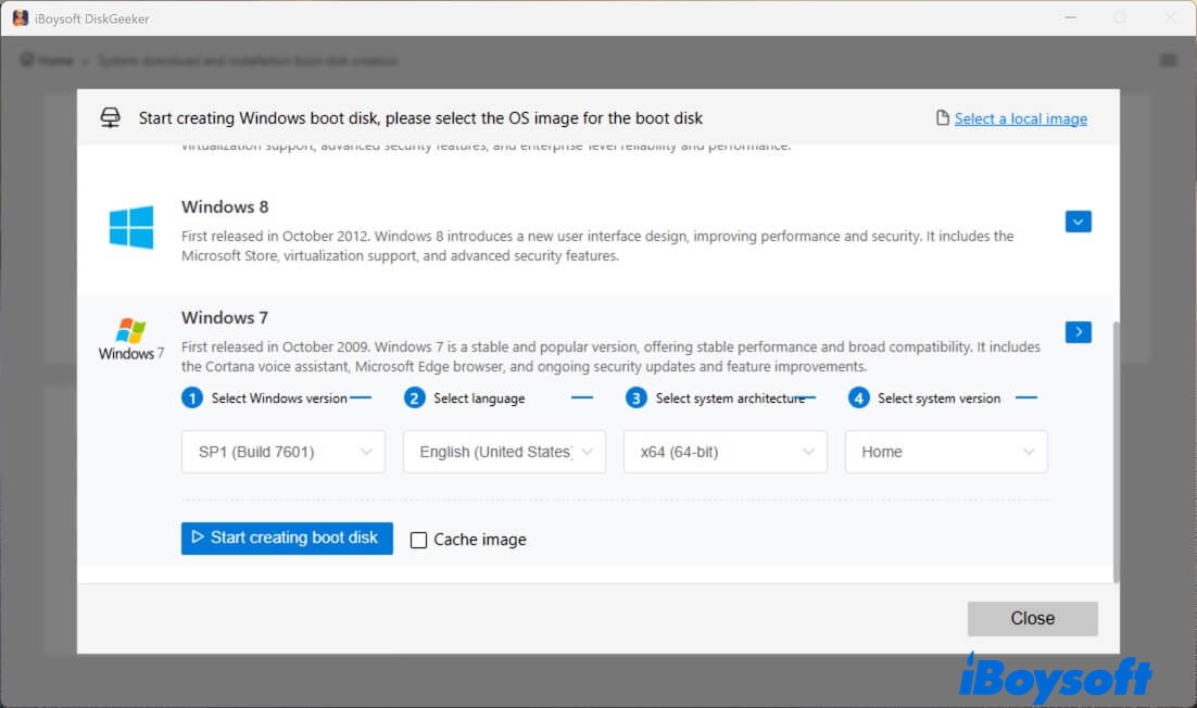 Select Windows 7 ISO image