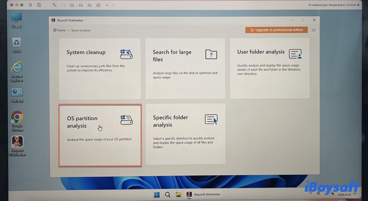 Selecting OS Partition Analysis